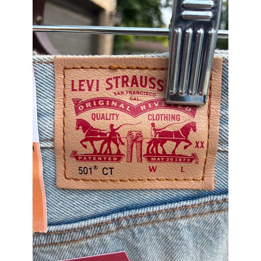 Levis 501 CT Customized Tapered Distressed Light Wash Jeans Women 25x32 NWT - Picture 6 of 10